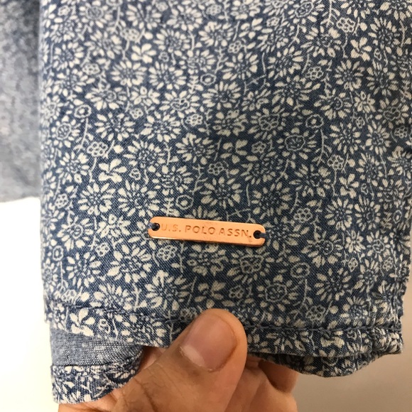 Polo Chambray Long Sleeve Floral Romper M/L - Picture 6 of 7